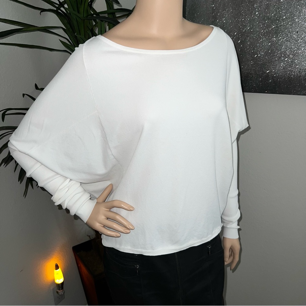 Marciano White Knit Dolman Long Sleeve Top